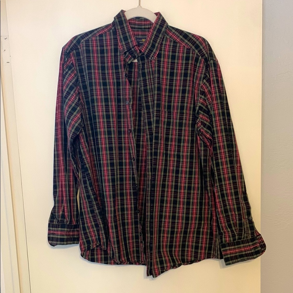 Men's Plaid Shirt - Red and Green